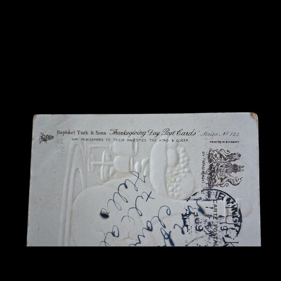 1909 Rare Antique Raphael Tuck “Thanksgiving Day” Postcard Series #123 Wealthy - Picture 5 of 6